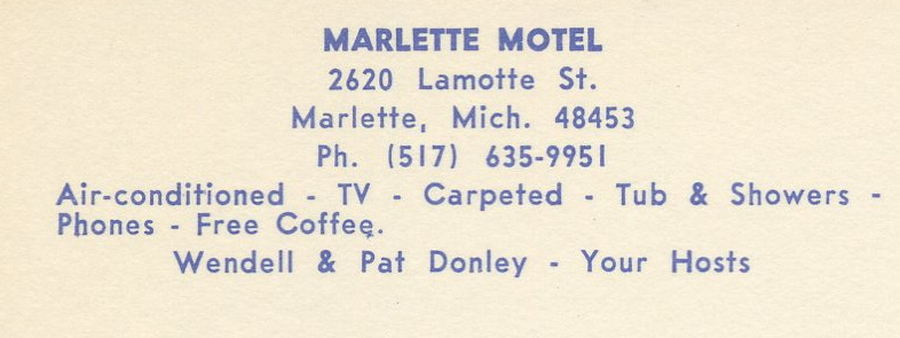 Marlette Motel - Vintage Postcard